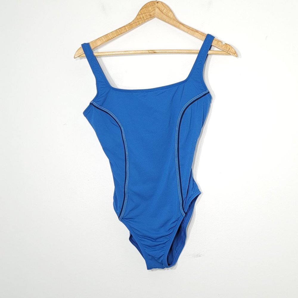 Ann Cole Collection Womens Blue One Piece High Cut Swimsuit Blue Classic Stretch